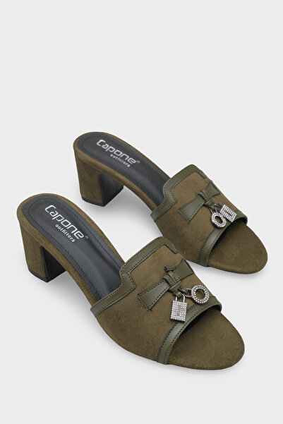 Capone Outfitters Nady Medium Heeled Single Strap Women's Slippers with Stone...