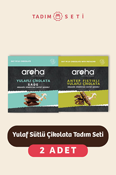 AROHA Yulaf Sütlü Çikolata 2'li Tadım Seti (Sade & Antep Fıstıklı)