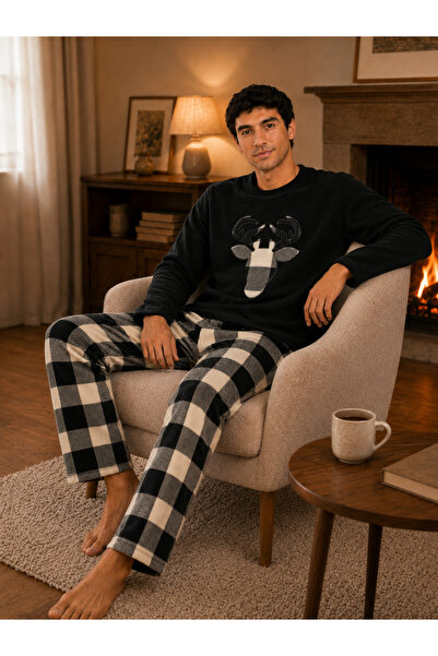 nisaNCa Winter Warm Men's Fleece Pajama Set