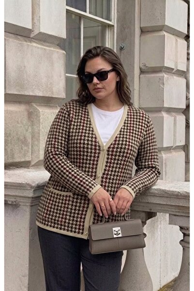 onno style women سترة تريكو كلاسيكية ملونة بنمط جلد الغزال