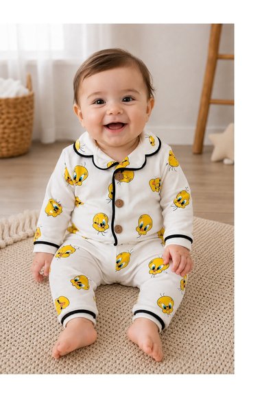 ENİA BABY %100 Pamuk Kruvaze Yaka Önden Düğmeli Rahat Kalıp Unisex Mevsimlik ...