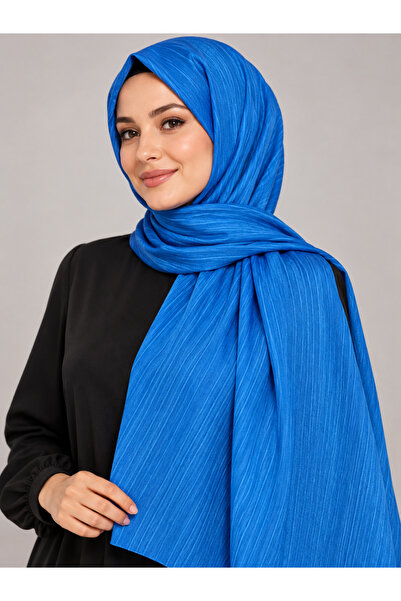 ŞALSERA Blue, Yoryo Satin Chiffon Shawl, 75 X 180 cm