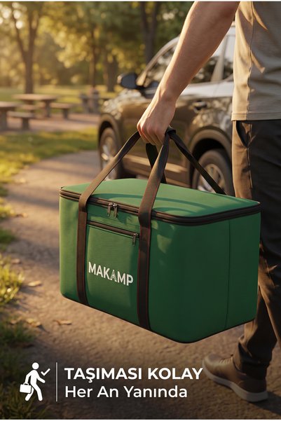 MAKAMP 40 L Thermal Camping and Picnic Food Carrying Bag Cooler Ice Bag Green