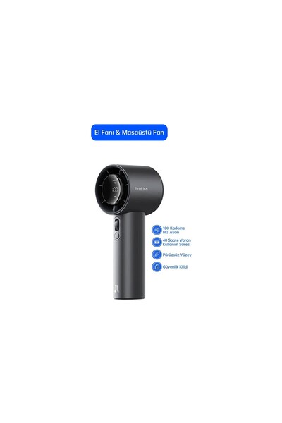 JISULIFE Handheld Fan Pro1 S Taşınabilir Akıllı El Fanı 5000MAH Gri