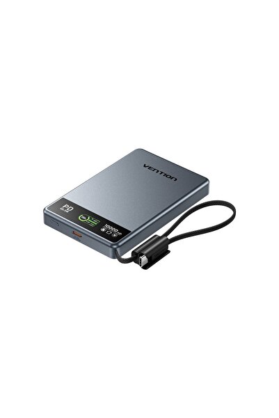 Vention Ultra Slim Serisi 10000mAh Manyetik Kablosuz Powerbank 15W TFT Ekranlı Magsafe'li Taşınabilir Şarj Aleti ( Distribütör Garantili )