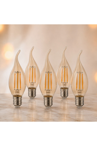 Genel Markalar Rustik Kıvrık TA3 4W E14 Amber LED Ampul 300lm (5’li Paket)
