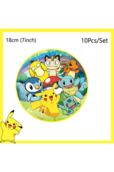 Choice7 7inch Plate 10Pcs Pokemon Birthday Party Decoration Pikachu Disposabl...