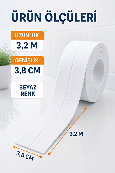 COZY SENSE Su Geçirmez Sizdirmaz Beyaz Bant Ev Küvet Lavabo Mutfak Kenar Bandı Su Geçirmez 3,2mx38 Serit Bantı