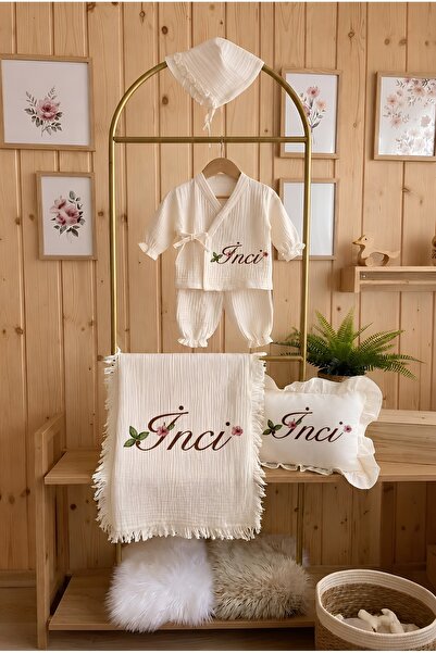 butikbebecik İsimli %100 Pamuk 5 li Müslin Hastane Çıkışı