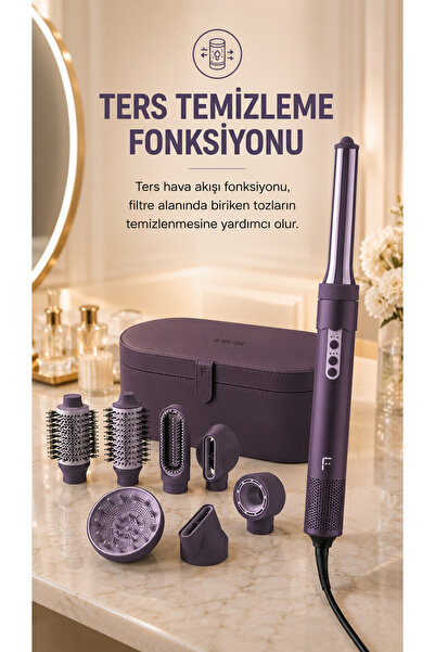 Fakir AirVibe Saç Şekillendirici Set – 7’si 1 Arada, Otomatik Saç Sarma, Fön, Bukle ve Düzleştirme