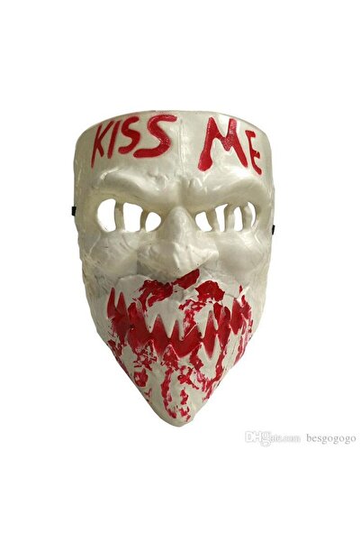 partidolu Halloween La Purga Maskesi Kiss Me Kanlı Yetişkin Beyaz Renk