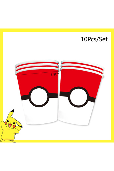 Choice3 Cup 10Pcs Pokemon Birthday Party Decoration Pikachu Disposable Tablew...