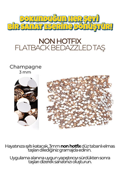 Brextco Store 1000 Adet 3mm Rhinestone Boncuk | Flatback Süsleme Taşı | Non-H...