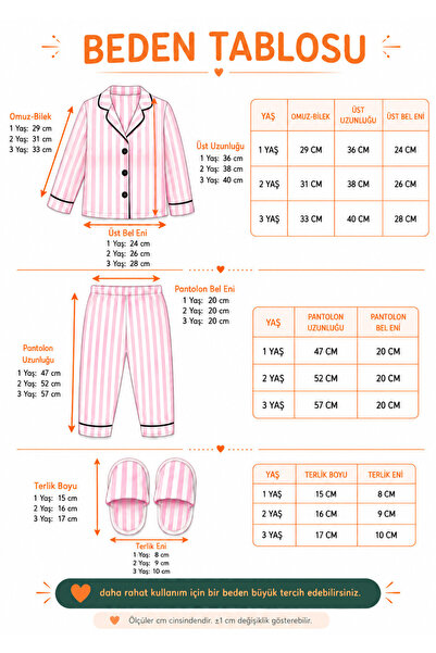 Rocha Baby Striped Children's Pajama Set with Slippers 3 Piece Ribbed Home Wear Set