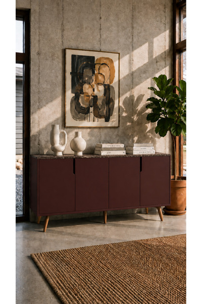 VM VERTEX MOBİLYA Latina Modern Konsol 180cm Mermer-Bordo