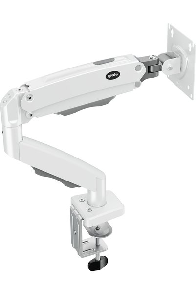 GEEDEL 17-32 İnç Amortisörlü Monitör Kolu Tam Hareketli VESA Uyumlu Masa Kelepçeli Monitör Standı (2-9 kg) - BEYAZ
