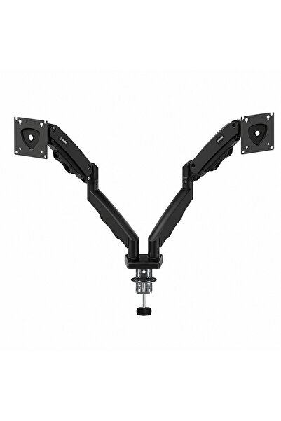 GEEDEL 17-32 İnç Amortisörlü Çift Kollu Monitör Kolu Tam Hareketli VESA Uyumlu Masa Kelepçeli Monitör Standı (2-9 kg) - Siyah