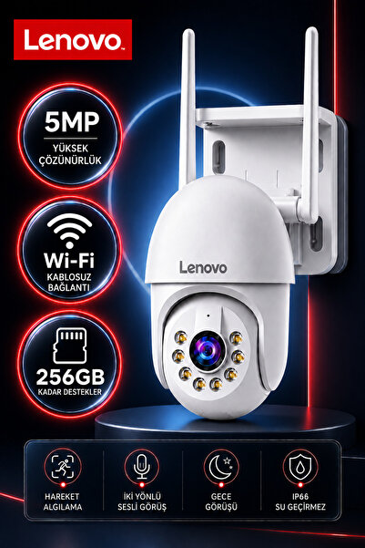LENOVO 5MP WİFİ Adaptörlü Dış Mekan Gece Görüşlü Karşılıklı Konuşma Özellikli...