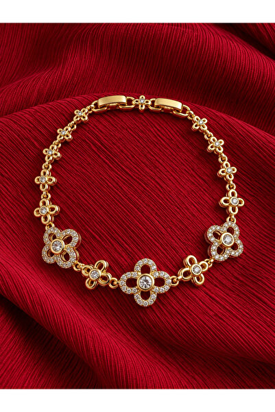 xUPING Jewelry Store Model Stone Clover Flower Women's Bracelet – Gold Color ...