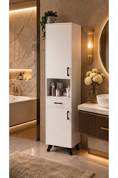 BAYOLD MOBİLYA LOFT BANYO MUTFAK KİLERİ ÇOK AMAÇLI DOLAP BEYAZ