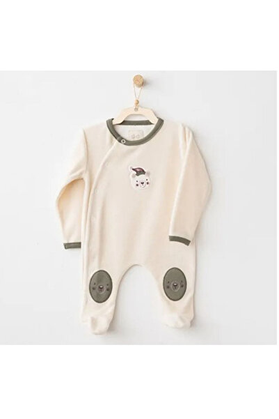 andywawa Baby Velvet Jumpsuit Ecru