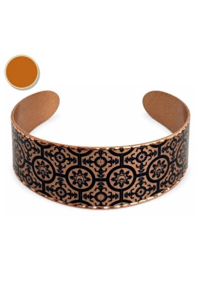 Erol Bakır Black white star thick copper bracelet, wide form