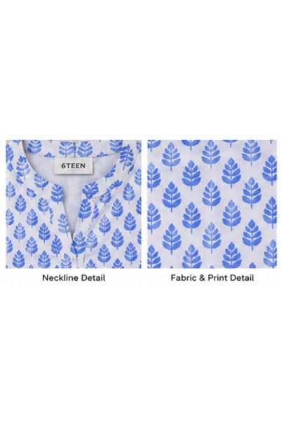 6TEEN Women’s Blue Leaf Print 2-Piece Suit