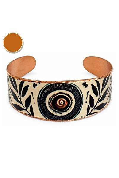 Erol Bakır Red cream greek thick copper bracelet, wide form