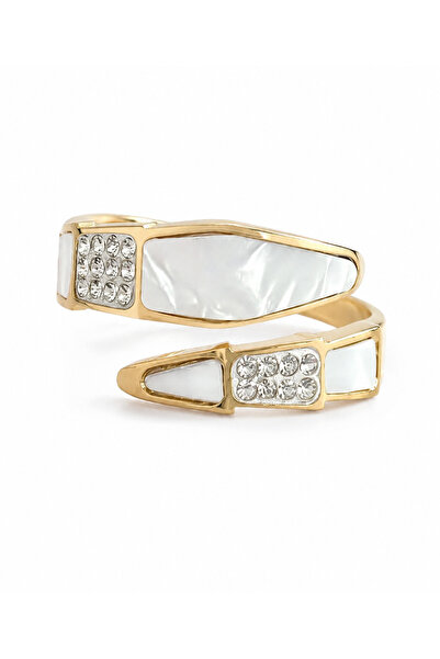 Stelle Jewelry خاتم مزدوج الطبقات قابل للتعديل بتفاصيل حجرية