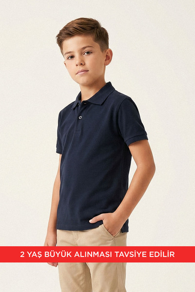 kinderos Tricou școlar din bumbac cu mânecă scurtă și guler polo - 26Y 1450