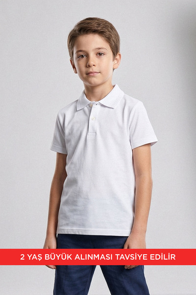 kinderos Tricou școlar din bumbac cu mânecă scurtă și guler polo - 26Y 1450