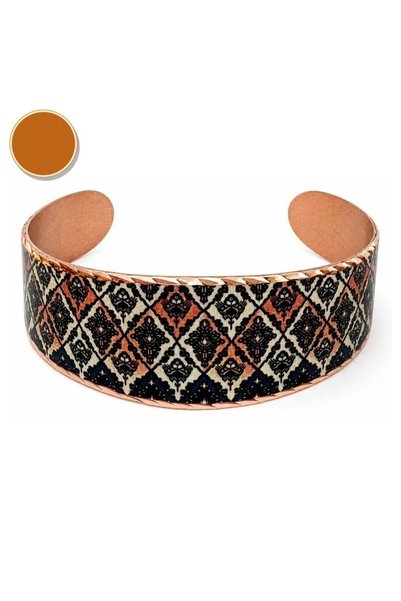 Erol Bakır Copper black rumi motif thick copper bracelet, wide form