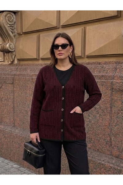 onno style women سترة كلاسيكية منسوجة بأزرار ونقشات