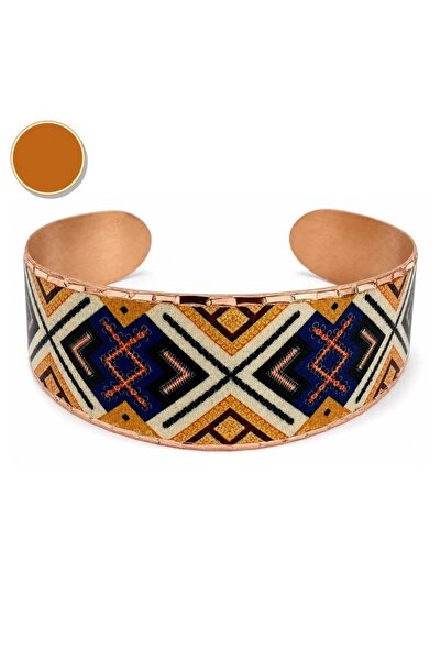 Erol Bakır Red black ivy thick copper bracelet, wide form