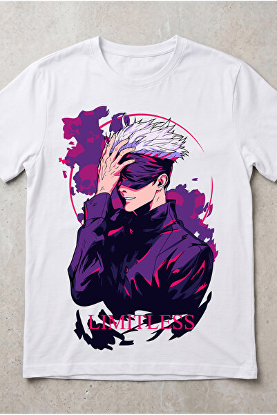 Silkensoul Unisex White Satoru Gojo Limitless Jujutsu Kaisen Anime Printed Re...