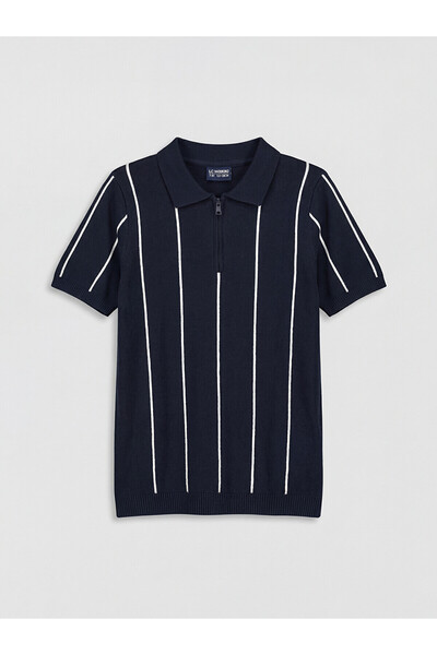 LC Waikiki Lcw Kids Navy Blue Polo Collar Boy's Knitwear Sweater with Nevavm ...