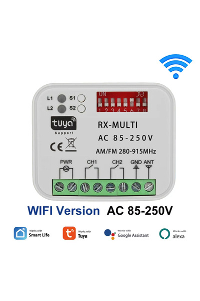 Choice AC 85-250V Wifi Universal WIFI Garage Door Remote Control Receiver 2CH...