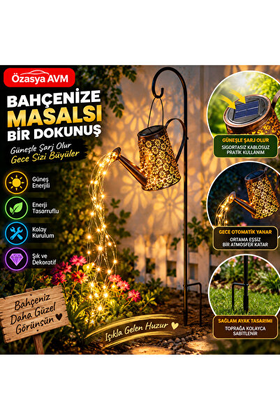 Özasya AVM Güneş Enerjili Sulama Kovası Bahçe Aydınlatması Dekoratif Solar LE...