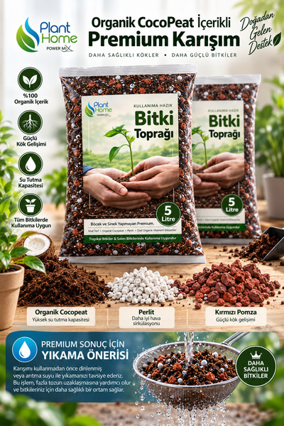 plant-home 10 Litre Kullanıma Hazır Bitki Toprağı - Salon Bitkileri ve Tropikal Bitkiler İçin Premium Keliteli