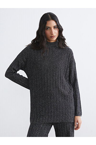 LC Waikiki Nevavm Farkıyla Lcw Modest Black Knitwear Plain Loose & Baggy Wome...