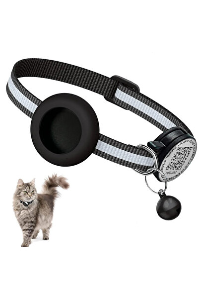 Choice No AirTag Locator black GPS Tracker Cat Collar with QR Name Tag & AirT...