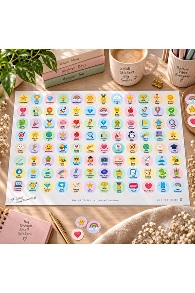 Genel Markalar 100 ADET Öğretmen Öğrenci Ödül Sticker, İngilizce 3cm çapında