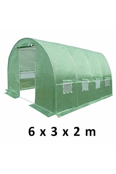PROCART Seră tunel solară pentru grădină, 6x3x2 m, folie PE 140g/mp, filtru U...