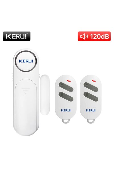 Kerui 1 مستشعر 2 جهاز تحكم عن بعد لاسلكي لنظام إنذار أمان الأبواب والنوافذ 120d