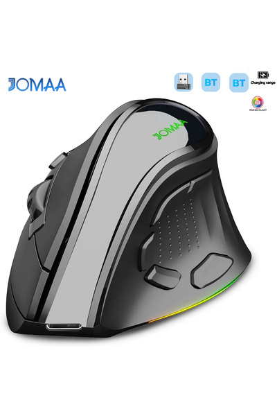 Choice فأرة لاسلكية سوداء قابلة للشحن من JOMAA مع إضاءة RGB، 5 أزرار جانبية، ...