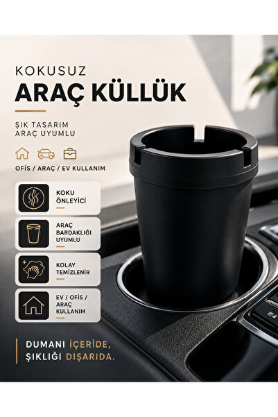 MemoDigital Araç İçi Çakmaklıklı Küllük Siyah