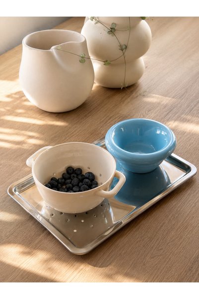Beige & Stone Ceramic Cream Strainer
