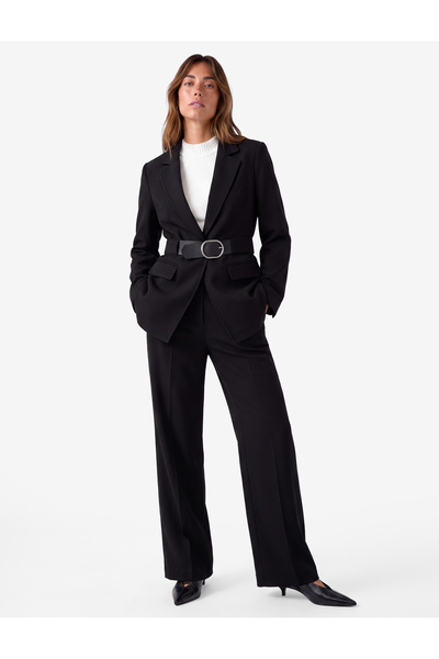 Koton Belt Detailed Wide Collar Long Sleeve Blazer Jacket