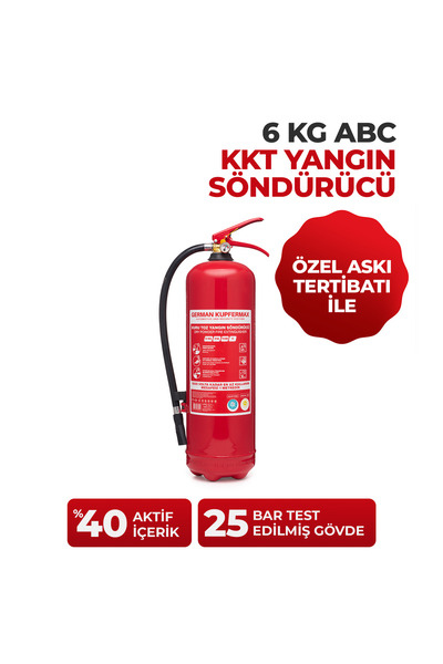 GERMAN KUPFERMAX 6 Kg ABC Yangın Tüpü TSE CE ISO Belgeli İşyeri Depo Araç