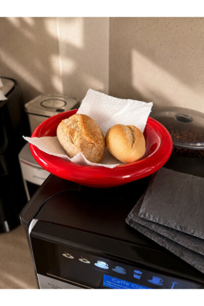 Beige & Stone Seramik Donut Bowl Kahvaltılık Tatlı Salata Kase Kırmızı